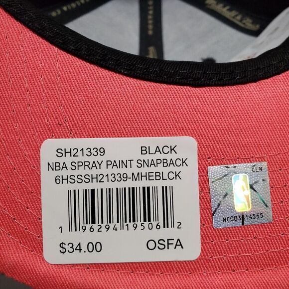 Mitchell & Ness Miami Heat snapback adjustable hat cap Black Spray Paint NWT - Picture 7 of 9